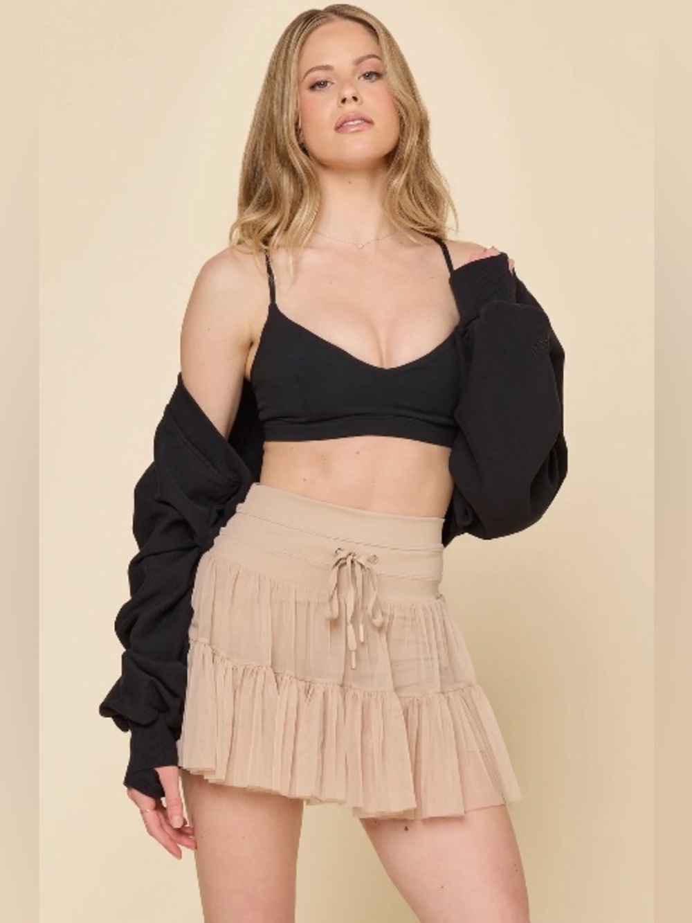 Popflex Pirouette Skirt/Skort with built in shorts “cafe au lait” light cream SM